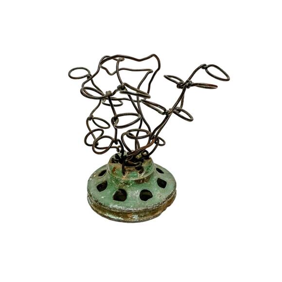 Antique Wires Metal Flower Frog Industrial Flower Holder Talavera